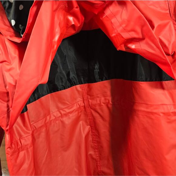 M Totes Red Raincoat Vintage Women's Size L Black White Polka Dot Lined Hooded - Picture 12 of 14